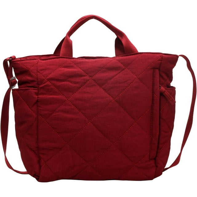 LHSHID Quilted Tote Bag Soft Trendy Puffer Tote Bag Light Winter Down Padding Designer Crossbody Bag Shoulder Handbags