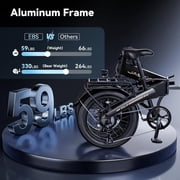 Jasion EB6 Electric Bike for Adults, 1200W Peak Motor Folding Ebike with 48V Removable Built-in Battery, Up to 25 MPH, 20 Fat Tire Foldable Electric Bicycle, UL 2849