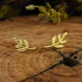 thumbnail image 5 of AFFY Tiny Olive Leaf Ear Crawler Climber Earrings Womens in 14k Yellow Gold over Silver, 5 of 6