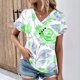 thumbnail image 5 of Tops de Algodón para Mujeres Cuello en V Moda Casual Manga Corta Primavera Verano Top para el Hogar Y Diario, 5 of 6