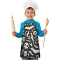 thumbnail image 2 of Black Halloween Spooky Elements Kids Aprons for Girls and Boys,Adjustable Neck Strap Toddler Aprons for Kids Cooking Baking,23.6"x19", 2 of 7