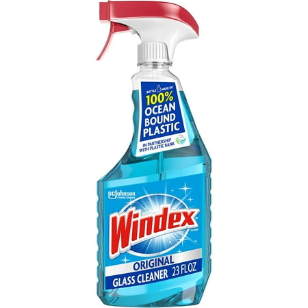 Windex Glass and Window Cleaner Spray Bottle, Bottle Made from 100% Recycled Plastic, Original Blue, 23 fl oz (2 Pack)
