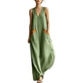 thumbnail image 2 of YuXingFu Womens Cotton Summer Dresses Casual Maxi V-Neck Plus Size Womens Dress Sleeveless with Pocket Long Casual Summer White XL, 2 of 9