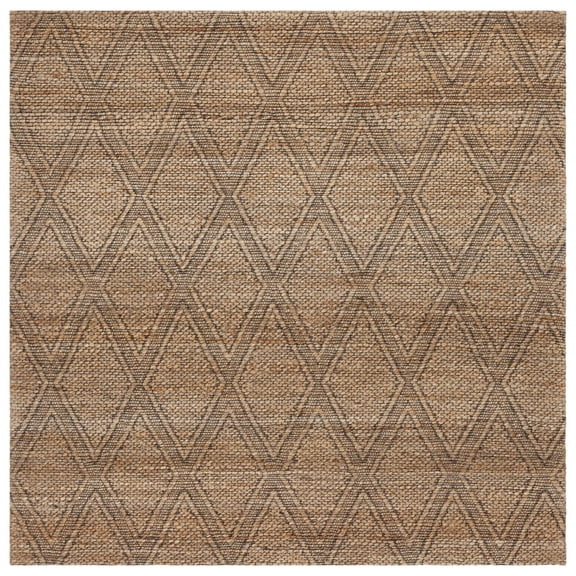 SAFAVIEH Natural Fiber Adams Geometric Area Rug, Natural/Black, 6' x 6' Square