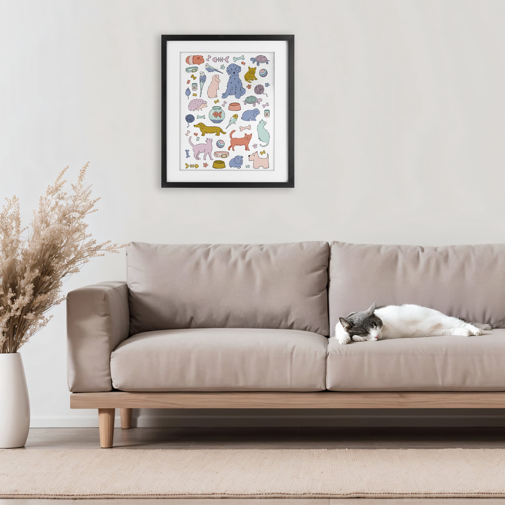 Stupell Industries Pet Shop Menagerie Black Framed Print Under Glass, design by Bethany Sandoval