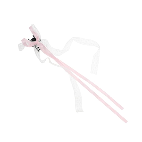 Unique Bargains 1 Pc Bow Ribbon Polkadot Hair Clips Hairdo Clip for Home Pink