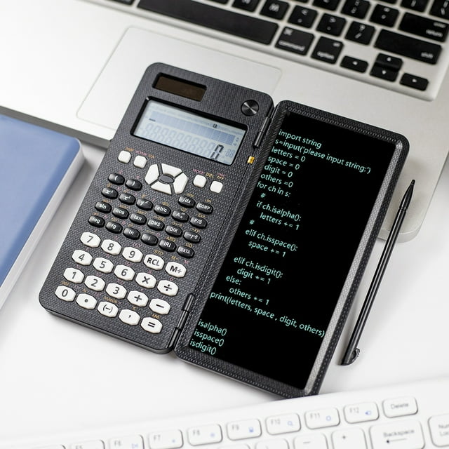 Scientific Calculator, Scientific Calculators With Erasable LCD Writing Tablet, Solar Battery Power,Desktop Calculator With Notepad
