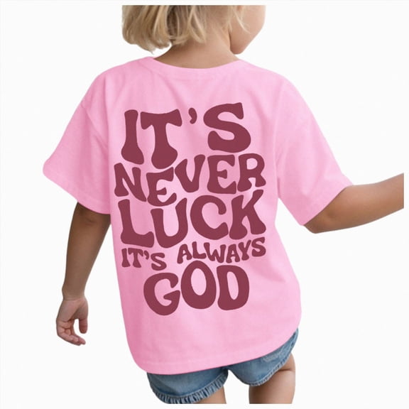 YDFCWXW Christian Shirts Girls Bible Letter Printed T Shirts Faith Shirt Kids Cotton Casual Tops (Pink, 3-4 Years)