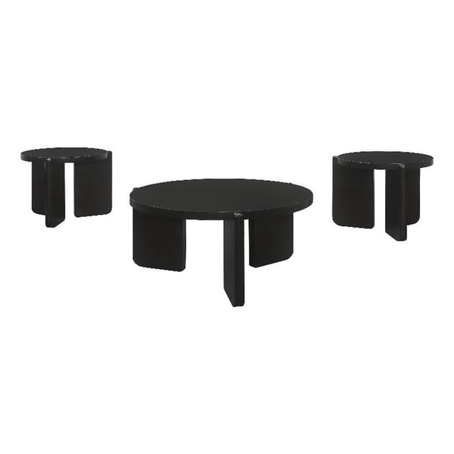 Cordova 3-piece Solid Wood Coffee and End Table Set Black