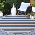 thumbnail image 2 of Safavieh Courtyard Ermintrude Striped Indoor/Outdoor Area Rug, Beige/Blue, 6'7" x 6'7" Round, 2 of 9