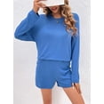 thumbnail image 4 of Ekouaer Sweater Sets Women 2 Piece Lounge Sets Long Sleeve Knit Pullover Tops Short Wide Leg Pants, 4 of 6