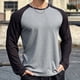 thumbnail image 4 of Camiseta de Fitness de manga larga para hombre, camisa de color de empalme, camisetas de culturismo para hombre, camisetas para correr, ropa de entrenamiento de secado rápido, 4 of 5