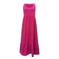 thumbnail image 5 of Casual Sleeveless Tank Maxi Dress for Women Scoop Neck Empire Waist with Pockets Hot Pink,S, 5 of 6