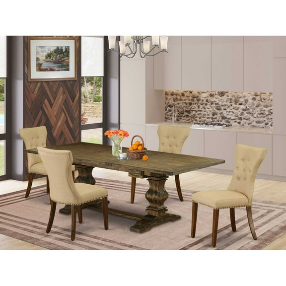 East West Furniture Lassale 5-piece Wood Dining Table and Chair Set in Brown