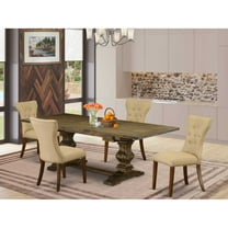 East West Furniture Lassale 5-piece Wood Dining Table and Chair Set in Brown
