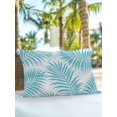 thumbnail image 4 of Outdoor Pillows Waterproof, Aqua Blue Palm Leaves Throw Pillows with Inserts Included, Summer Botanical Tropical Plants Indoor Outdoor Decorative Lumbar Pillow for Bed/Couch/Patio 12"x20", 1Pcs, 4 of 8