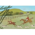 thumbnail image 2 of Moore, Regina 24x17 Black Ornate Wood Framed with Double Matting Museum Art Print Titled - Folk Art Fox Hunt I, 2 of 4