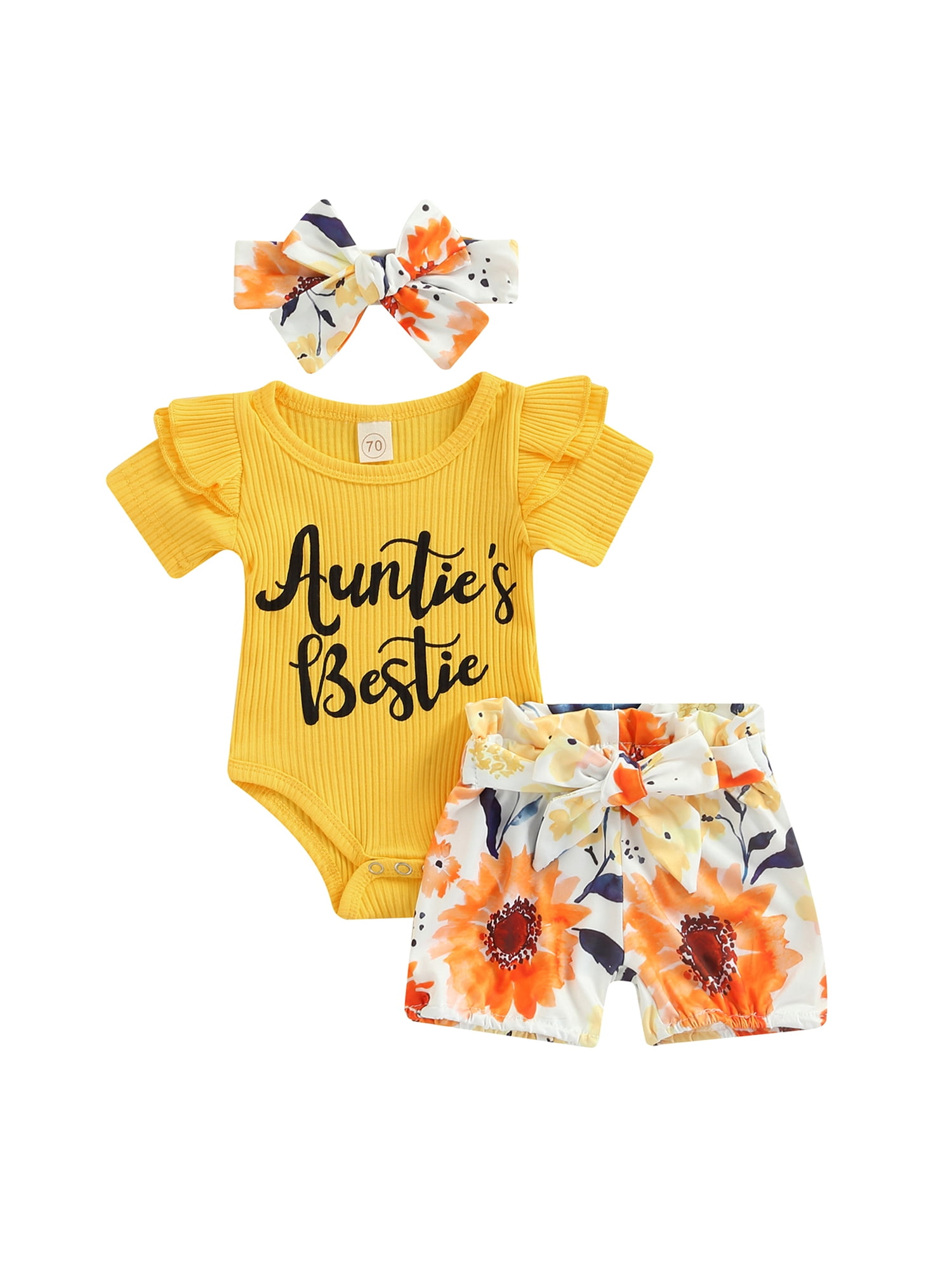 US Newborn Infant Baby Girl Clothes Short Sleeve Romper Shorts Casual Outfit Set 