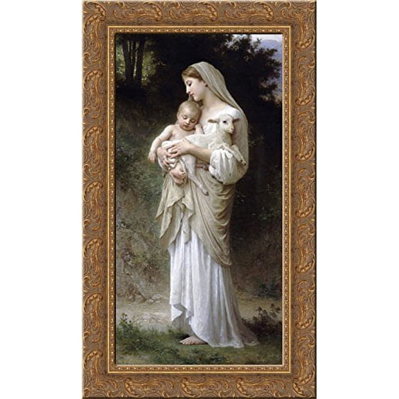Innocence 16x24 Gold Ornate Wood Framed Canvas Art by Bouguereau, William Adolphe