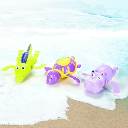 3pcs Bath Swimming Wind-up Hippo Turtle Crocodile Water Toy Set for Baby Toddler, Swimming Tub Bathtub Pool Toys for Boys