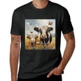 thumbnail image 2 of Wuche Accifice Highland Cow, Daisy Blossom Landscape Abstract Art Work, Shirt Design Art Exhibition, T-shirt Children's Gift Leisure Breathable Men, Women, Boys and Girls Black, 2 of 4