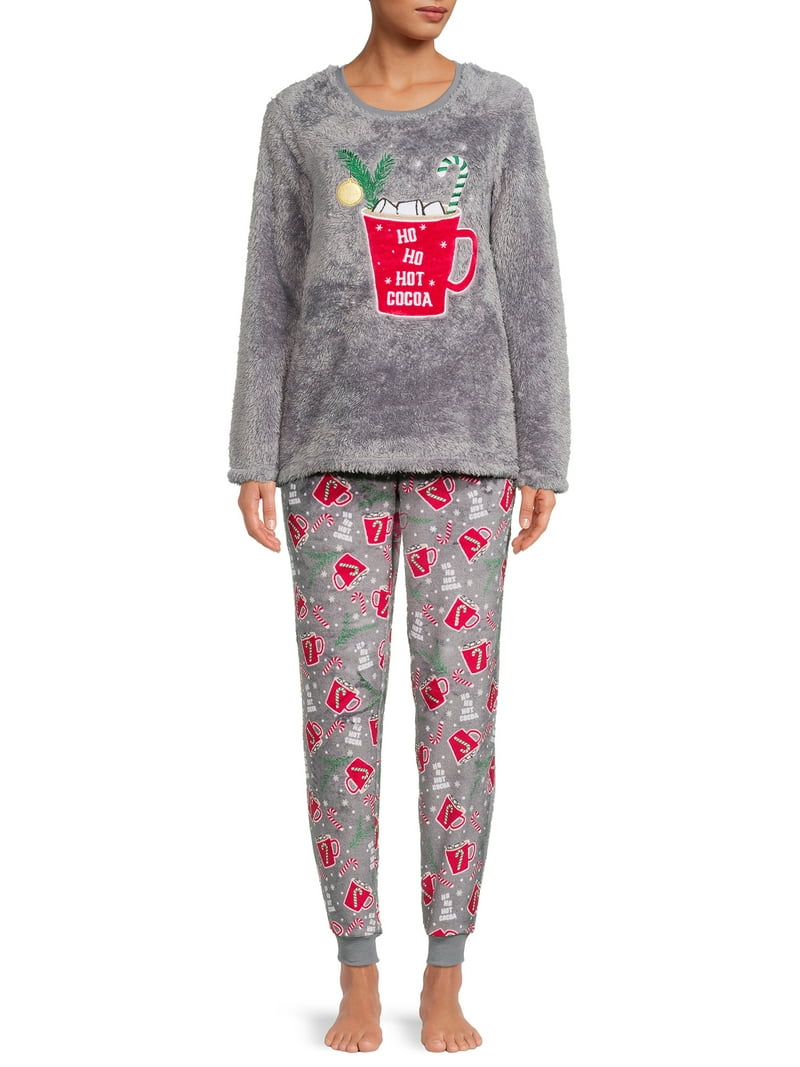 Secret Treasures Women's Plush Pajama Set, 2-Piece, Sparkle Carved