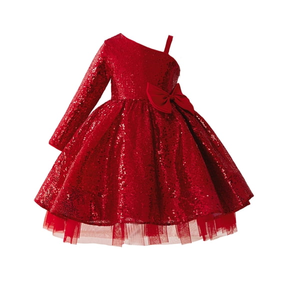 XEGLSBU Girls Dresses Size 14-16 Holiday Girls Sequin off Shoulder Party Dress Gown Tutu Formal Evening Gown for Birthday Celebration And Red Size 5-6 Years