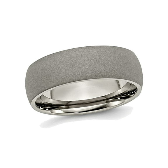 Gem & Harmony Mens Titanium 7mm Stone Finish Wedding Band Ring for Men