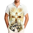thumbnail image 2 of COSFO Button Down Shirts for Men Big And Tall Easter Cross Short Sleeve Tops Graphic Collared Classic Fit Mens Shirts, 2 of 6