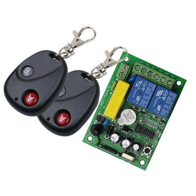 220V 10A 2CH transmisor de interruptor de telemando inalámbrico RF con receptor para de cochera, automóviles, luces LED 2 botones 433MHZ DYNWAVEMX Interruptor de control remoto
