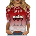 thumbnail image 2 of Craaazy Christmas Shirts for Women 3/4 Length Gifts Sleeve Tunic Blouses Xmas Tree Cute Print Tops Crew Neck Christmas prints Blous es, 2 of 6