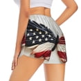 thumbnail image 2 of Uemuo American Flag Butterfly Wall Pattern Women's Athletic Shorts High Waisted Running Shorts with Liner Pockets Gym Elastic Workout Shorts-XX-Large, 2 of 9
