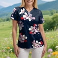 thumbnail image 6 of COMVALUE Scrub Tops Women Short Sleeve Plus Size V Neck Fun Printed Scrubs Top Medical Nursing Uniforms with Pockets (Black, XL), 6 of 9