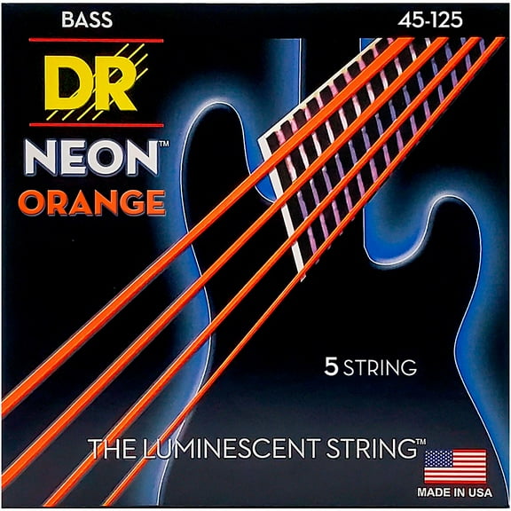 DR Strings NEON Hi-Def Orange Bass SuperStrings Medium 5-String