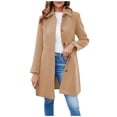 thumbnail image 2 of Stylish Women's Elegant Single Breasted Long Sleeve Lapel Winter Coat for Formal Events, Winter Occasions, and Christmas Celebrations,Khaki,XL, 2 of 7