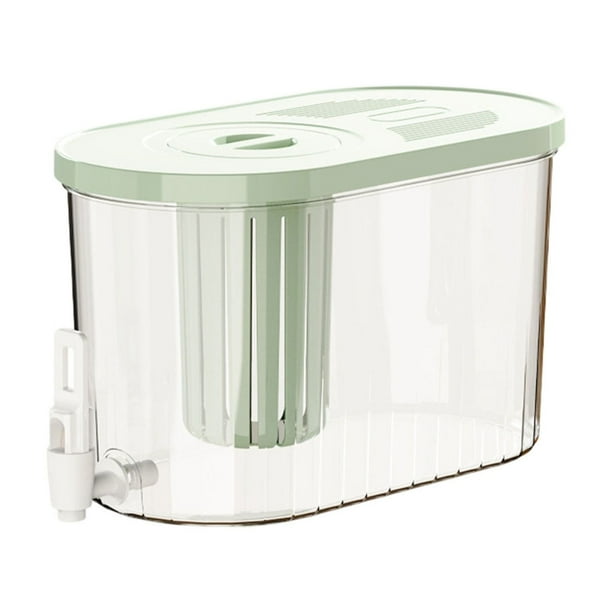 Yhmxh Utensilios de cocina Botella de agua fría para refrigerador con grifo, alta capacidad, resistente a altas temperaturas, 4,5 l, juego de tetera para té y hielo con frutas de verano.
