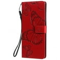 thumbnail image 4 of Nalacover For iPhone 12 Pro Max Case,Luxury 360 Protection Embossed Butterfly PU Leather and Soft TPU Flip Kickstand Magnetic Card Wallet Shockproof Protective Cover with Wrist Strap.Red, 4 of 7