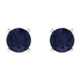 thumbnail image 3 of Clara Pucci 1.5Ct Blue Sapphire Round Cut VVS1 Push Back Stud 18k Solid hypoallergenic Gold Designer Earrings For September, 3 of 7