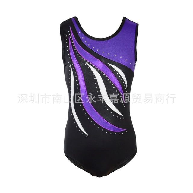 Traje de gimnasia brillante para niñas, traje de entrenamiento deportivo, ballet, danza, 4 a 14 años