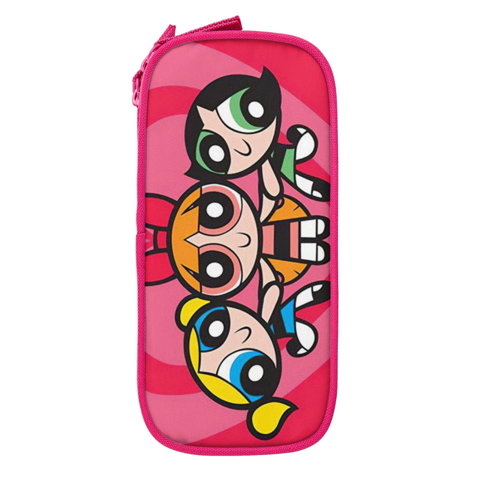 The Powerpuff Gi-rls Pencil Case Large Capacity Pencil Pouch Penbag Office Stationery Organizer Travel Makeup Bag Pink