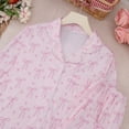 thumbnail image 4 of SJLDQY Valentines Women's Pajamas Set 2 Peice Pjs Set for Women Valentine's Day Bowknot Graphic Long Sleeve Pajama Tops Pants Lightweight Comfy Homewear Sleepwear Outfits, 4 of 5