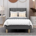 thumbnail image 2 of AGARTT Upholstered Platform Bed Frame Twin Size with Headboard Wooden Slats Support/No Box Spring Needed/Easy Assembly,Grey, 2 of 12