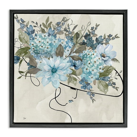 Stupell Industries Floral Fashion Hat Botanical & Floral Painting Black Floater Framed Art Print Wall Art, 18 x 18