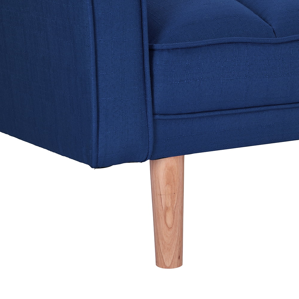 Lowestbest Modern Futon Sofa Bed with 2 Pillows for Small Spaces Living Room Bedroom, Navy Blue Lowestbest Modern Futon Sofa Bed with 2 Pillows for Small Spaces Living Room Bedroom, Navy Blue