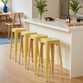 thumbnail image 2 of VINEEGO 30 Inches Metal Bar Stools for Counter Height Indoor-Outdoor Modern Stackable Industrial Stools Set of 4 (Yellow), 2 of 7