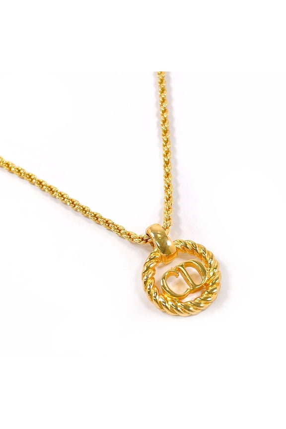 Pre-Owned Christian Dior CD Logo Vintage Necklace GP Gold Women's