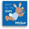 Sandra Magsamen Personalized Bunny Stars Canvas Wall Art, 12" x 12", Blue