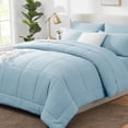 thumbnail image 1 of Juego de edredón CozyLux para cama tamaño queen, 7 piezas, color azul claro, en una bolsa, 1 of 7
