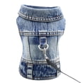 thumbnail image 1 of Clearance Dog Jeans Jacket Denim Coat For Small Medium Girl Boy Dogs Puppy Clothes Comfort Lapel Vest With D-Ring For Leash, 1 of 2