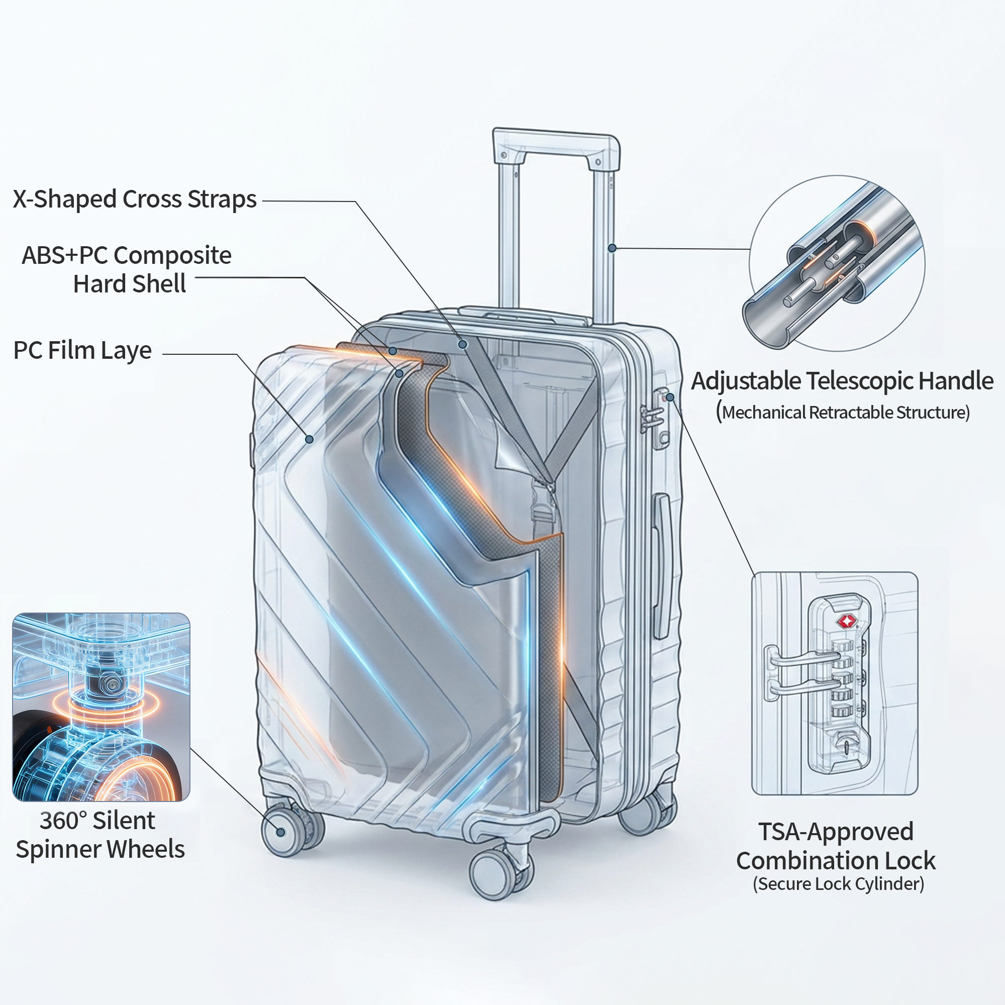 Rosamo 5-Piece Expandable Hardside Luggage Set photo 5